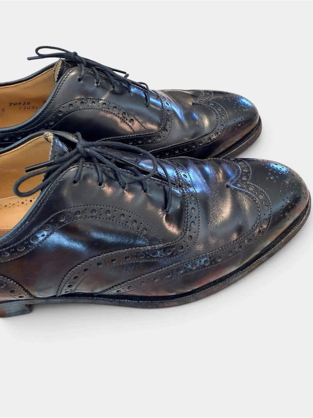 Johnston & Murphy Men’s 9.5 C Black Leather Wingtip Oxford Dress Shoes Brogue
